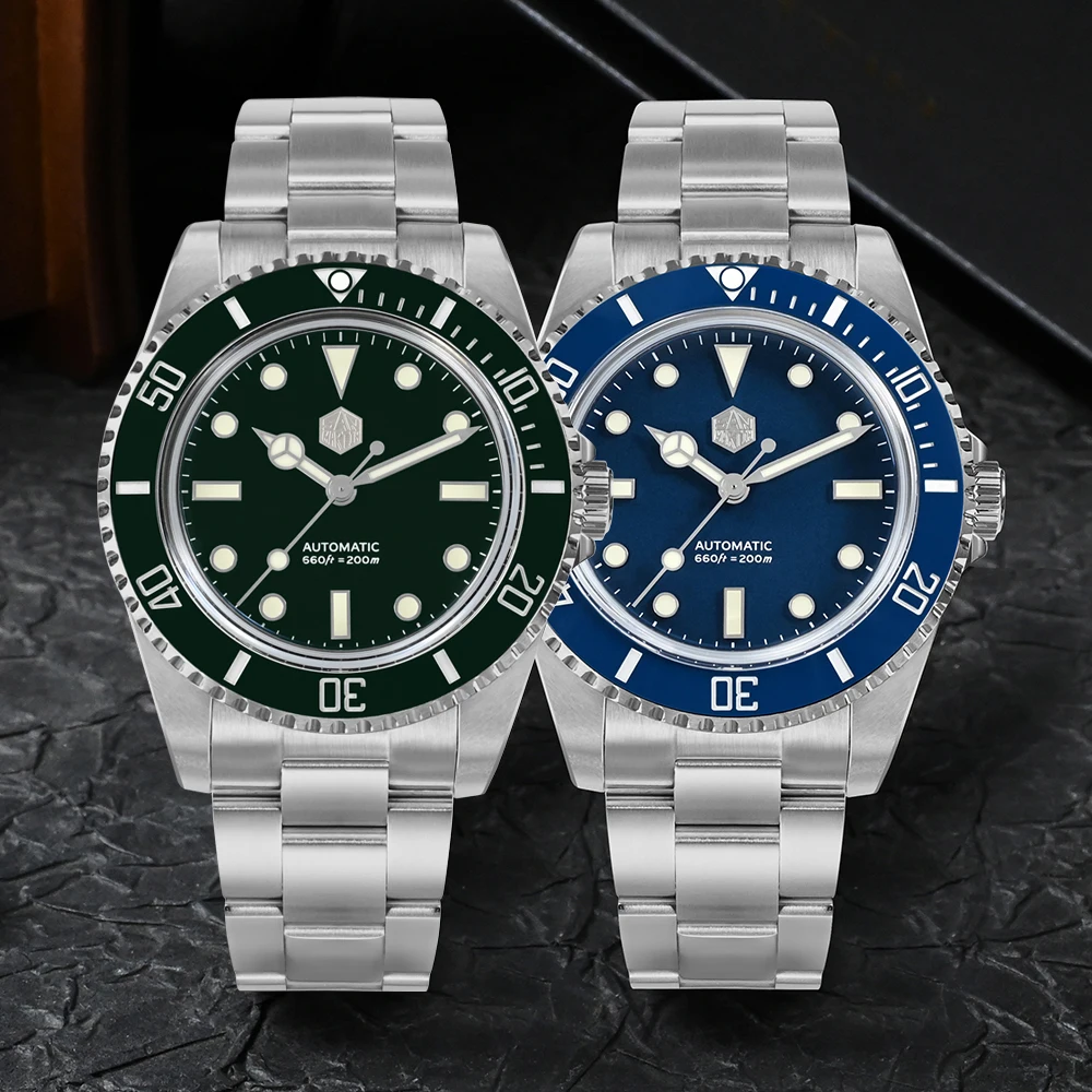 San Martin-Relógio Sapphire mecânico automático masculino, relógio de mergulho de luxo clássico, relógio impermeável, YN55, 200m, BGW9, 40mm, 2023,