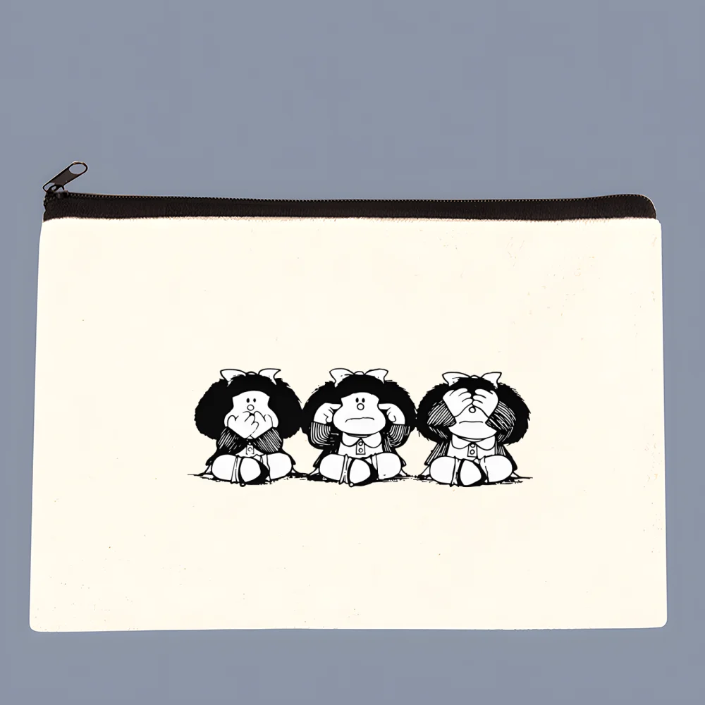 

Mafalda полотняные сумки для хранения с узором, дорожная косметичка, забавная сумка на молнии, офисные принадлежности, пенал, кошелек