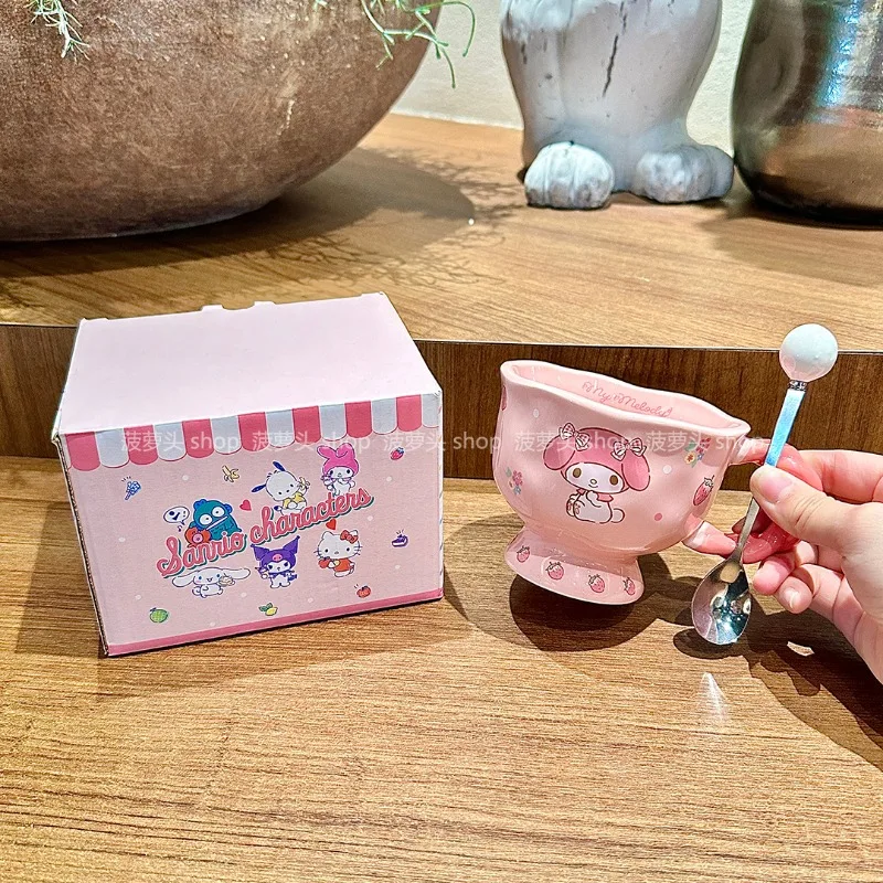 

Sanrio Hello Kitty Ceramic Mug Cute Cartoon Milk Tea Cup with Gift Box Kawaii Home Office Tableware for.Girls Birthday Gift