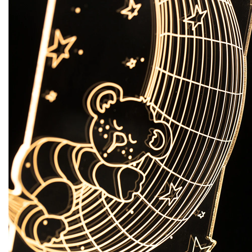 USB قابلة للشحن LED أباجورة ثلاثية الأبعاد القمر الدب ضوء الليل لغرفة النوم ديكور المنزل الدافئة حماية العين الجدول مصباح #6