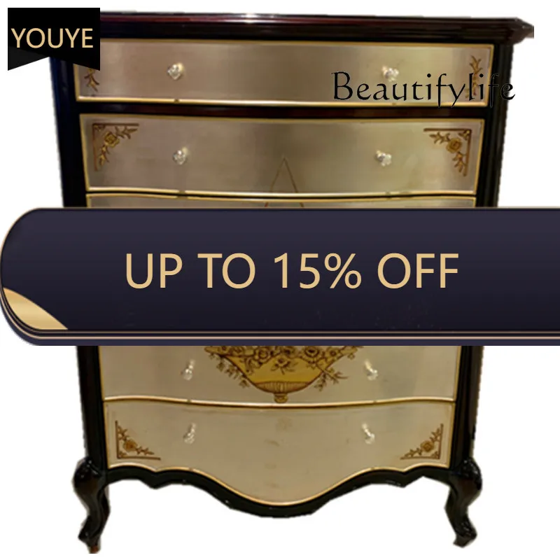 

Комод в европейском стиле, массив красного дерева, 6 ящиков, легкий роскошный шкаф для спальни, американский ретро-стеллаж X