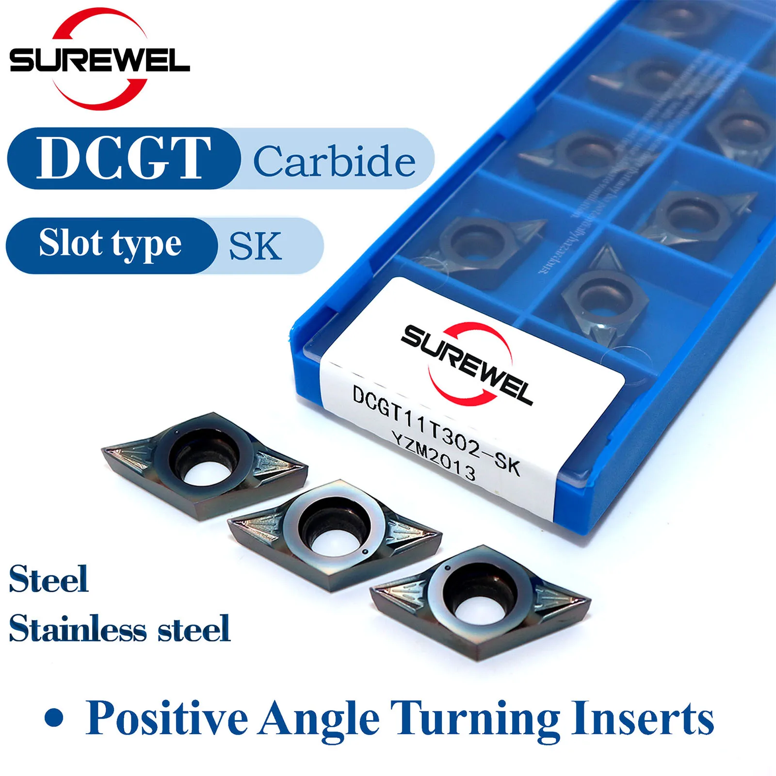 

SUREWEL 10 шт. токарные вставки из нержавеющей стали с ЧПУ DCGT 070202 DCGT 070204 DCGT11T302 DCGT11T304 вставки для точной обработки внутренних отверстий