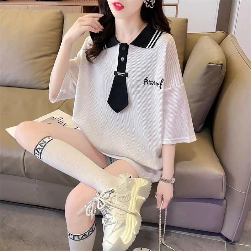 

2023 Summer New Women's College Fashion Short Sleeve T-shirt Women's Loose Casual Top