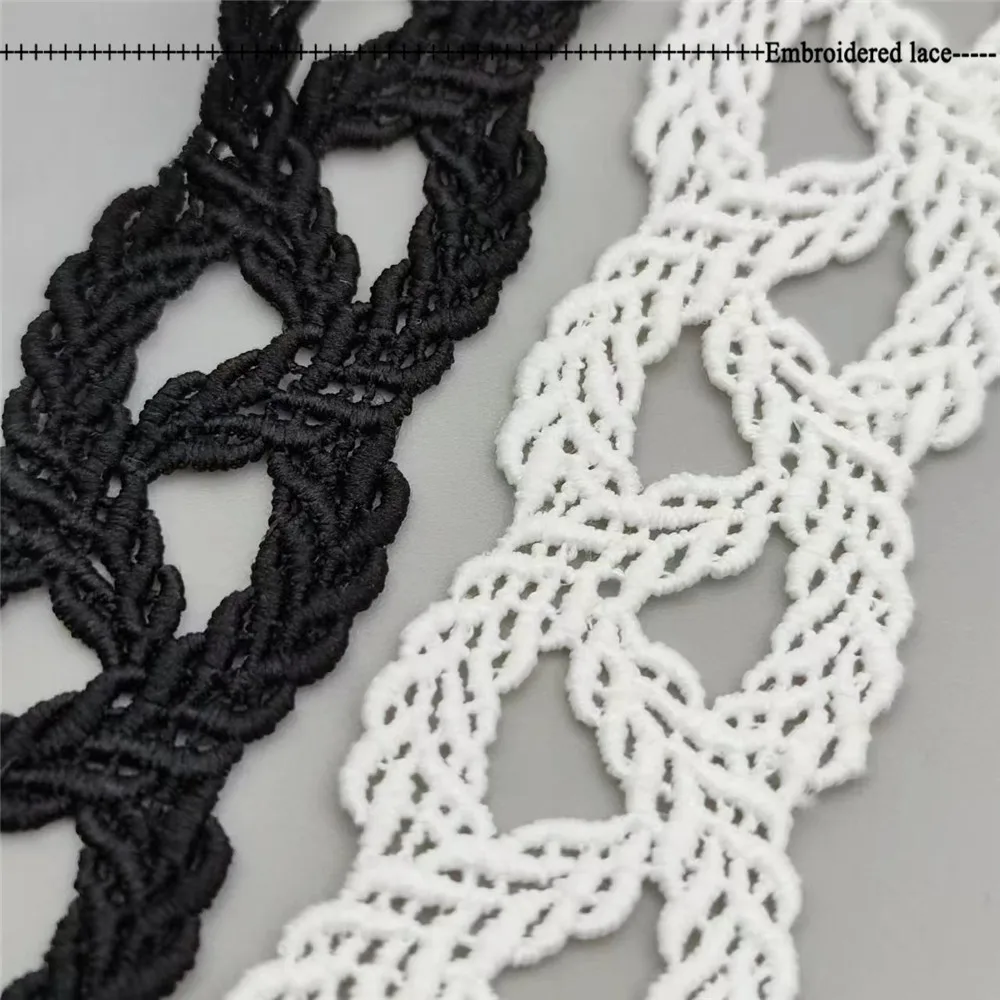 Black White Lace 3cm width Appliques Embroidered Net Lace Fabric Trim Ribbons DIY Sewing Handmade Craft Materials