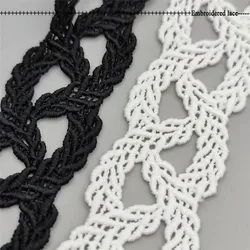 3cm Width Black White Embroidered Lace Appliques Net Fabric Trim Ribbons for DIY Sewing Handmade Craft Materials