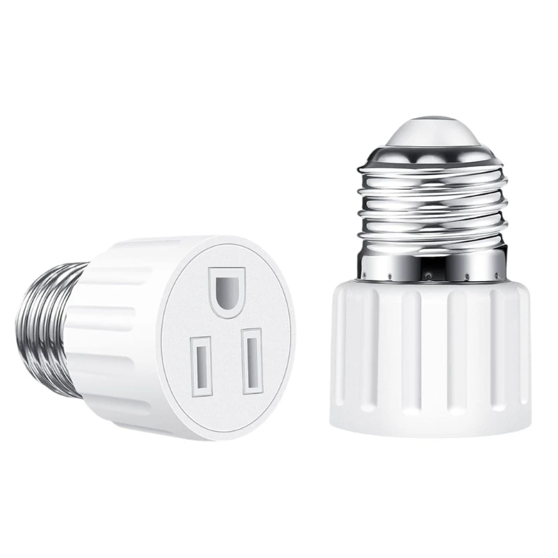 

2Pcs E26 3 Prong Light Socket Outlet Adapter 1250W Bulb Socket Adapter 3 Prong Outlet Travel Adapter Light Socket