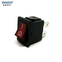 1PC KCD1-201S-4P-R 21*15mm KCD1 ON OFF 2 Positions 4 Pins 4P 6A/250V Mini Boat Car Power Rocker Boat Switch With Red LED Light