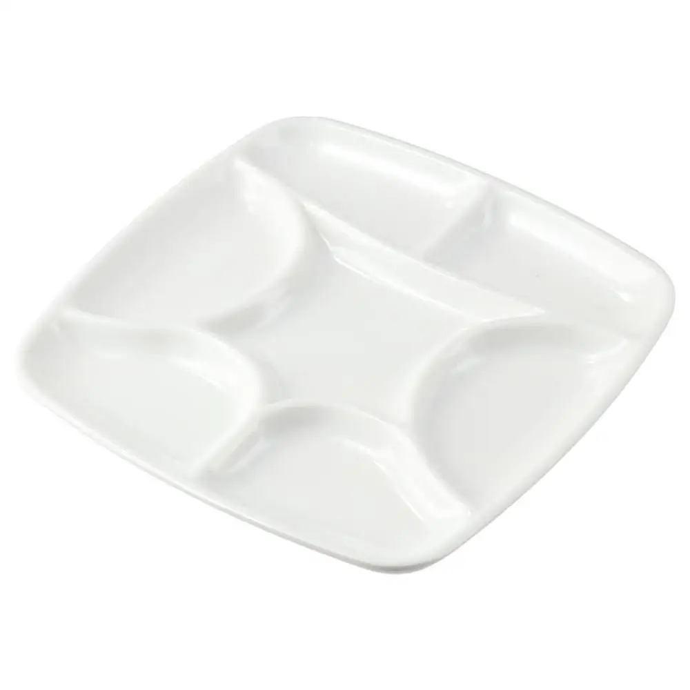 White 7-Will Square Paint Palette Imitation Porcelain 15*15*1.3cm White Ceramic Artist Paint Palette