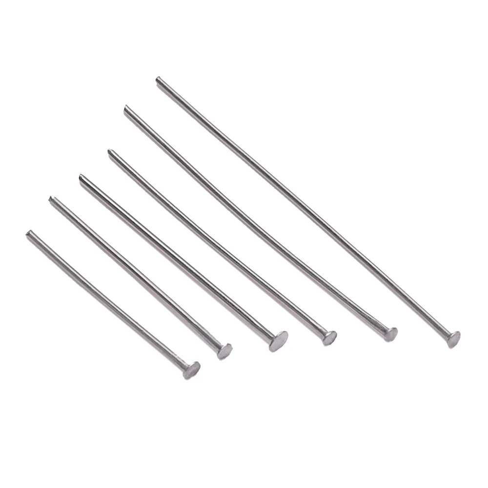 100 pçs/lote aço inoxidável headpin diy jóias acessórios brincos miçangas olho pinos de cabeça plana para fazer jóias suprimentos