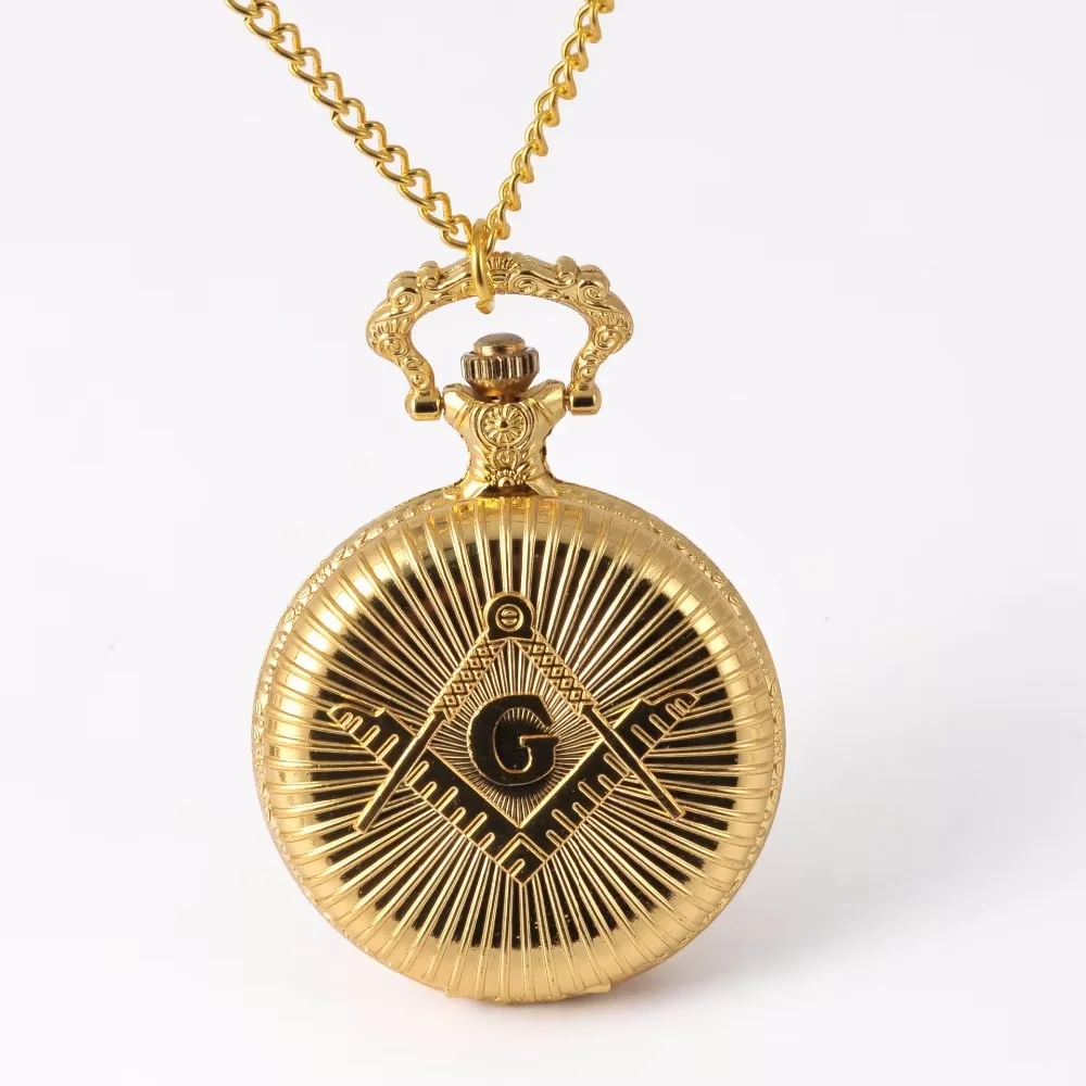 8882   G Word  Gift Smooth Quartz Pocket Watch Full Gold Men's Women's Fashion Retro Blessing Hand Wind Double Hunter