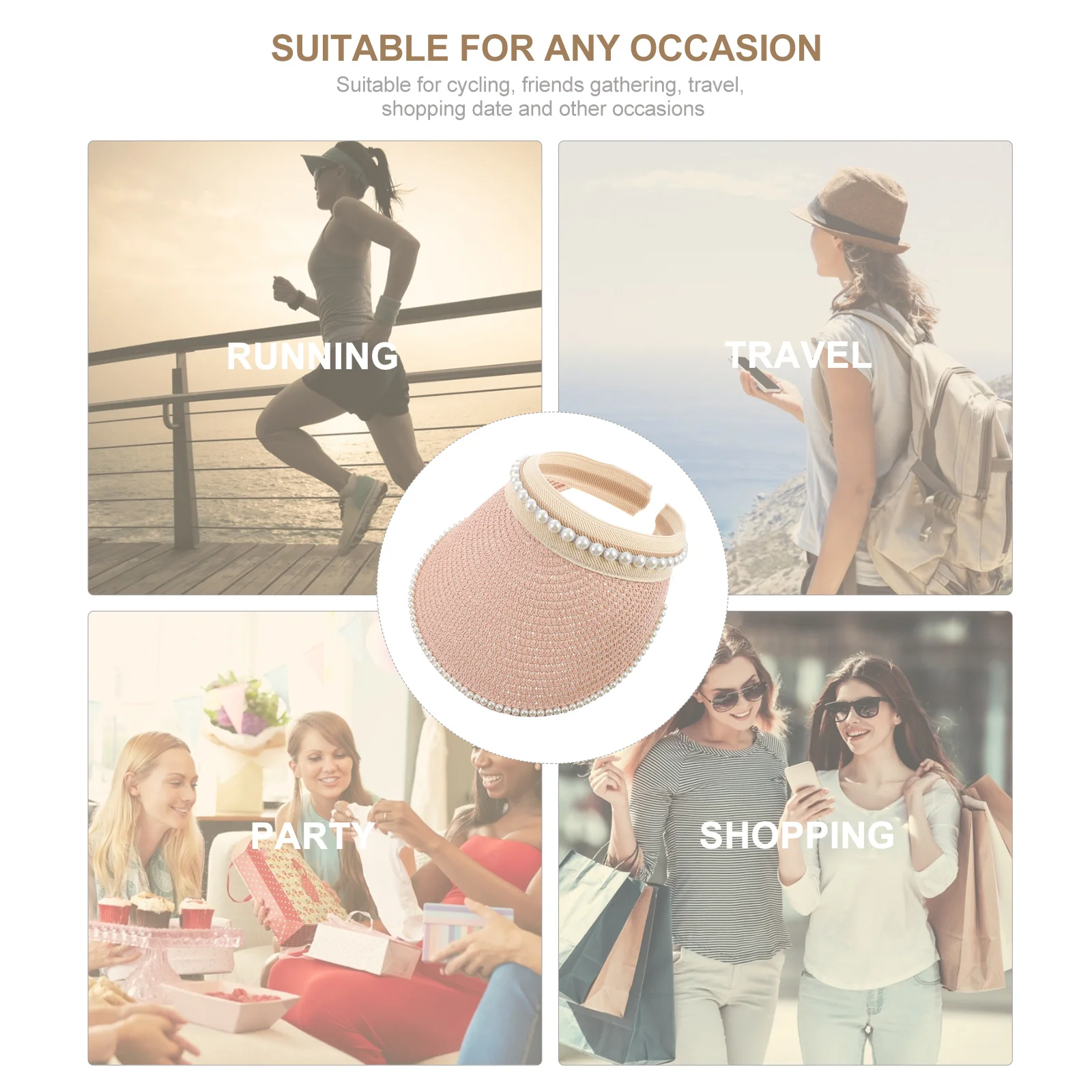 

Sun Hats for Women Summer Wide Brim Straw Pearl Embellished Hollow Out Lightweight Uv Protection Sun Cap for Beach Vacation