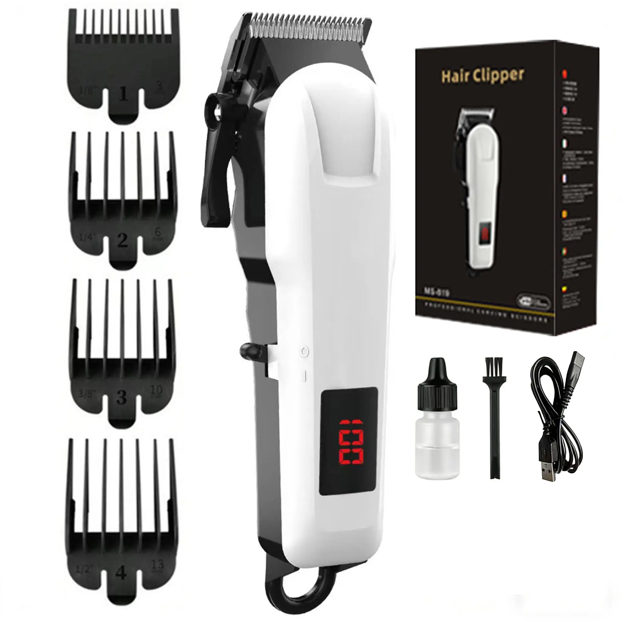 

Professional Rechargeable Electric Hair Clipper, Cordless Automatic Trimmer for Men, Universal Home & Salon Hair Cutting Tool