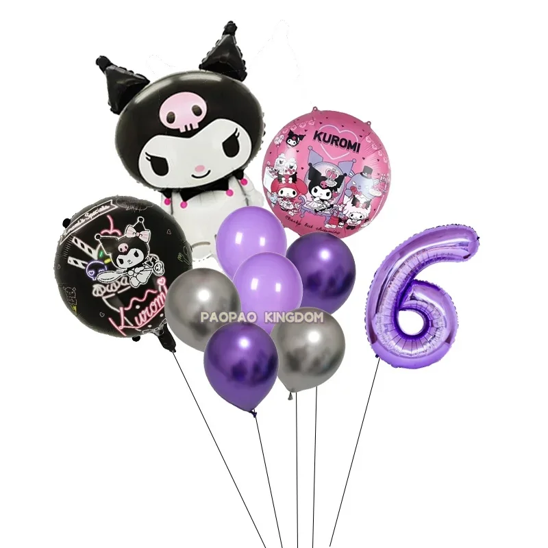 Cartoon Kuromi My Melody Themen-Folienballons Set Latexballons Kindergeburtstagsparty Dekoration Zahlenballon Globos – Detail 39