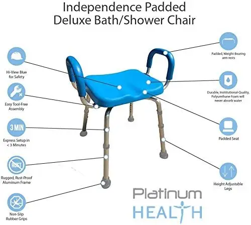 Silla taburete de baño, asiento de transferencia de baño, productos de asistencia para personas mayores, sillas de ducha, asiento y asas ajustables, acolchados, aluminio