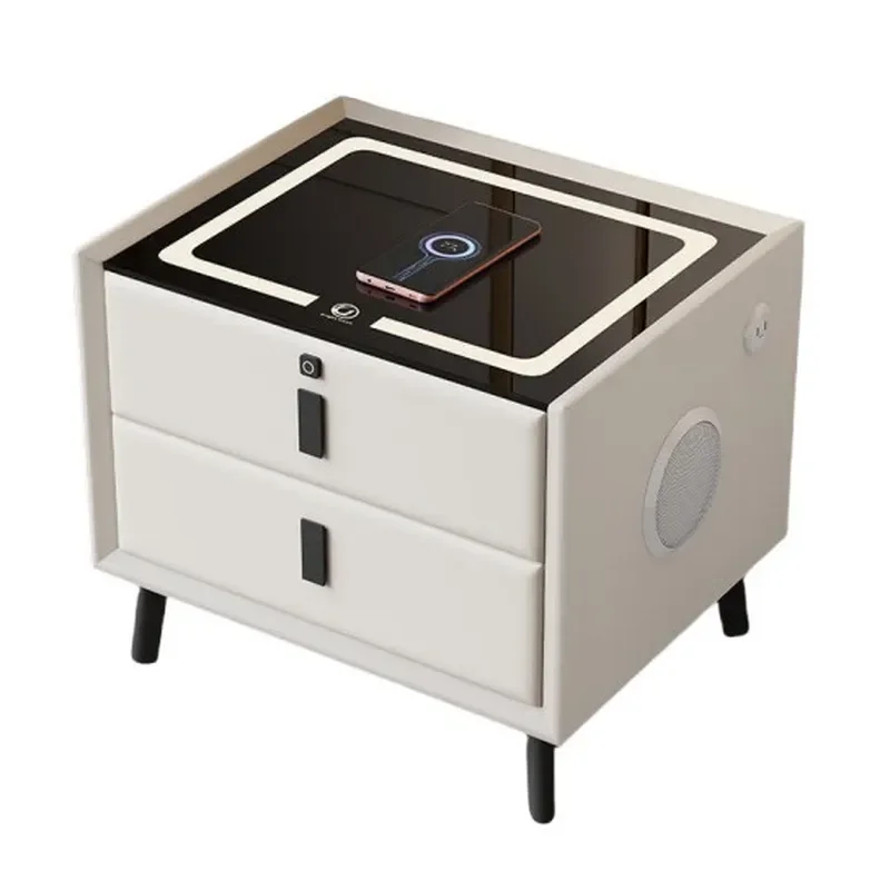 Modern Smart Bedside Table Light Luxury Nightstand Household Wireless Charging Multi Functional Storage Cabinet