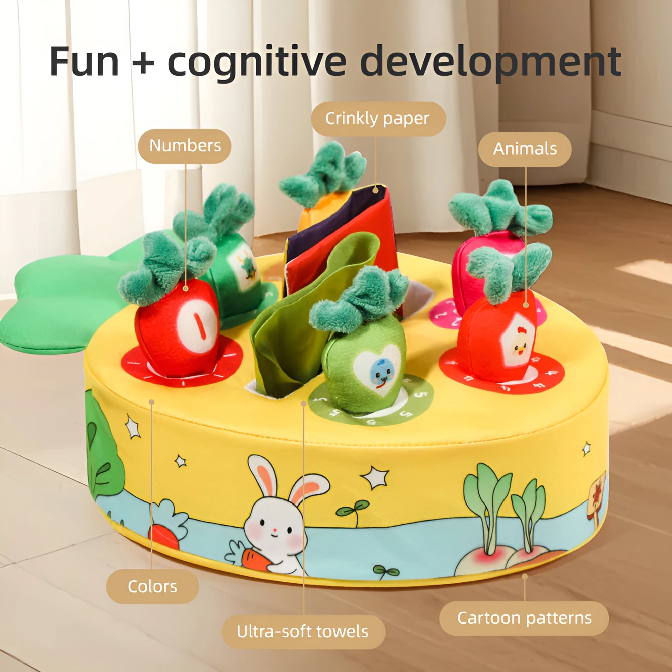 Radijs trekdoekjes, babyspeelgoed, educatief speelgoed, voorschools onderwijs en fijne vingertraining