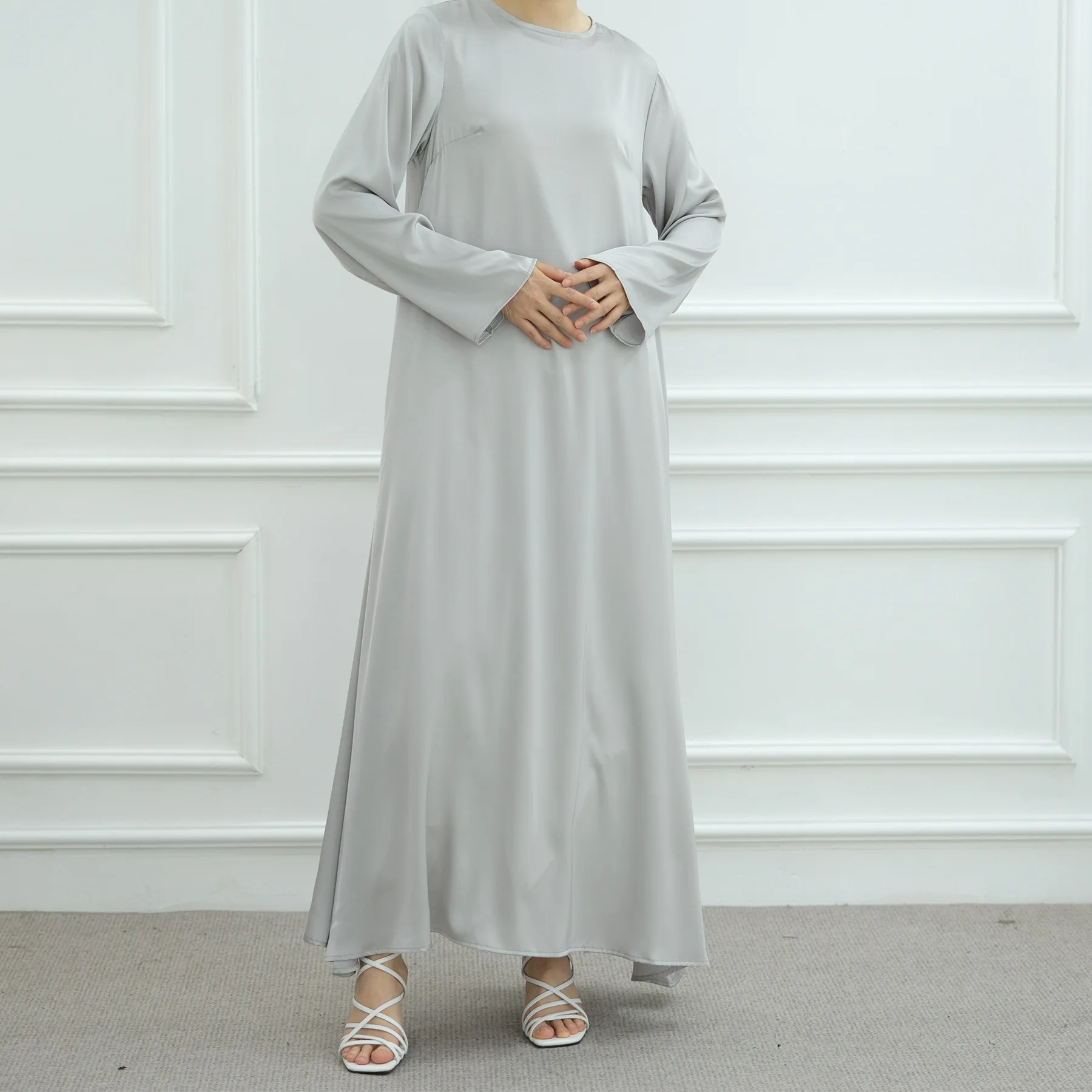 Eid Mubarak Plain Abaya With Belt Muslim Maxi Dresses Women Modest Simple Dress Eid Ramadan Islamic Clothing Musulman Djellaba