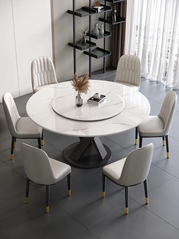 Nordic Design Round Dining Table With Turntable Modern Dining Table Coffee Restaurant Kitchen Conference Chairs Dining Table