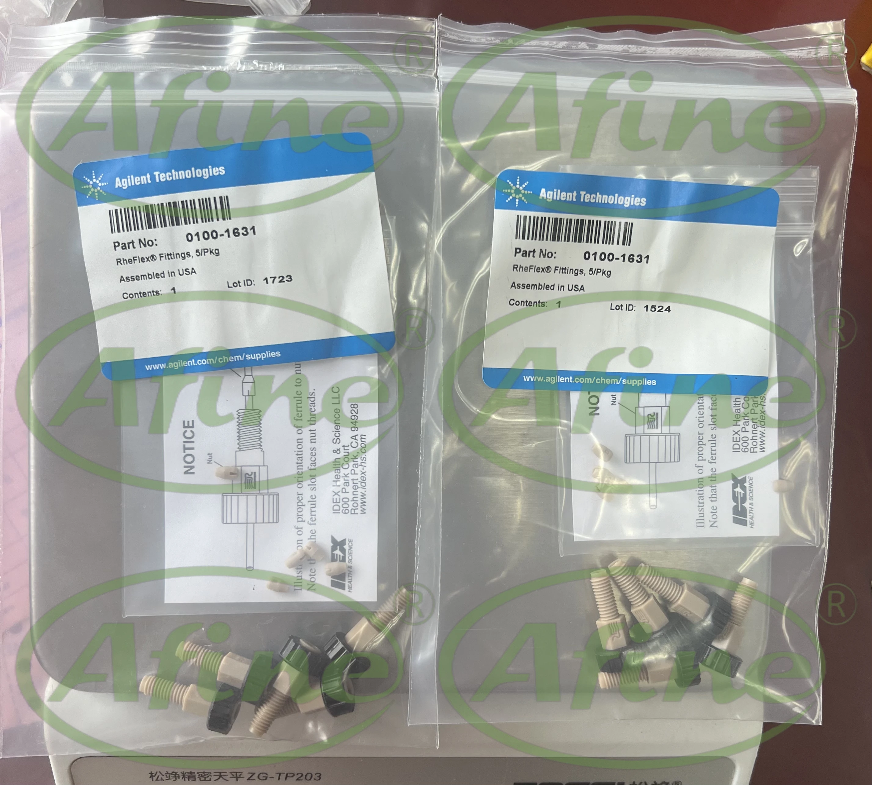 

AFINE Agilent Repair Parts 0100-1631 Swagelok Fittings PEEK RheFlex 5/Pkg