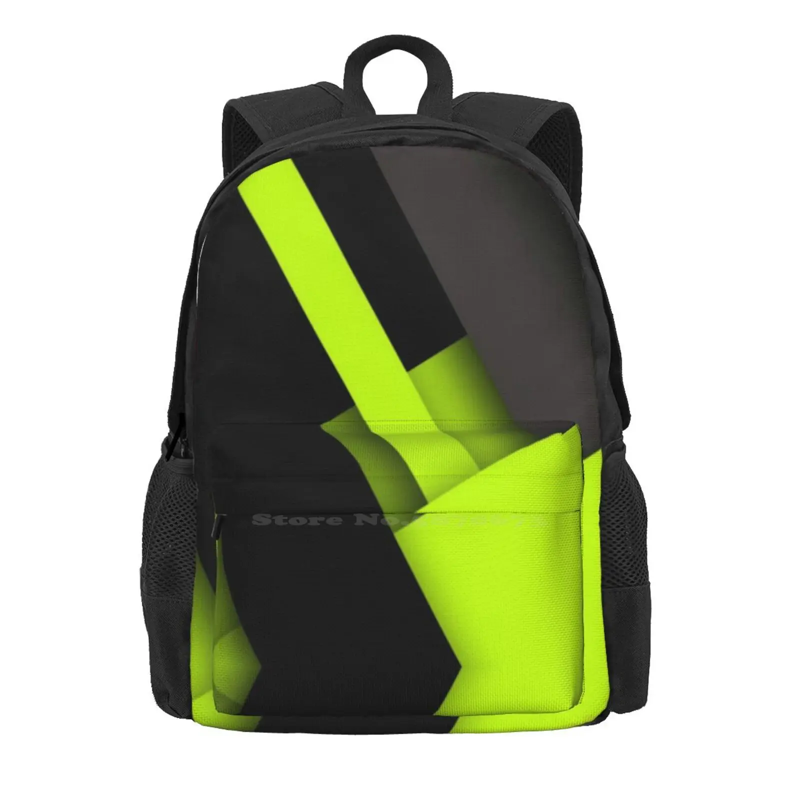 Lime And Black Material Pattern Backpacks For School Teenagers Girls Travel Bags Lime And Black Material Pattern Geometric