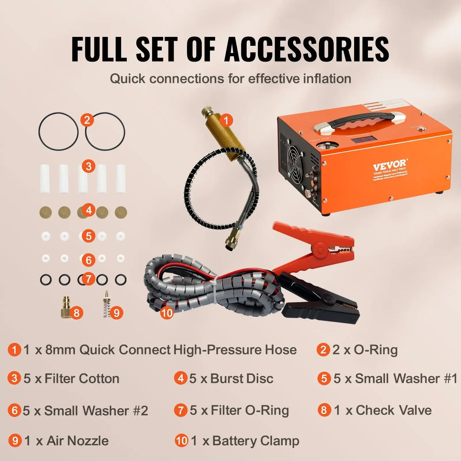 Professional PCP Compressor – 4500 PSI, Oil/Water-Free – Auto-Stop Technology – 12V DC & 120V AC Dual Power Supply