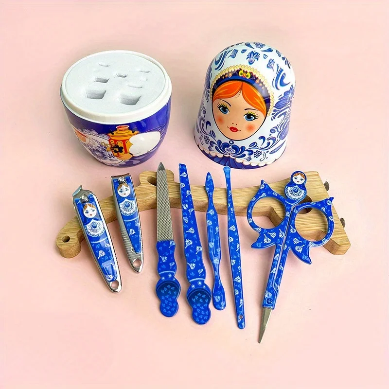 7-Piece Nesting doll Nail Set, Classic Nail Clipper and Beauty Set with Decorative Nesting doll Set