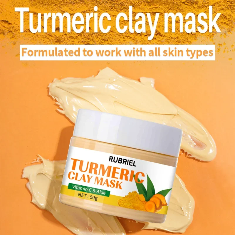 Vitamin C and Aloe Turmeric Clay Mask for All Skin Types, Repair & Anti-sensitive & Whitening, 50g