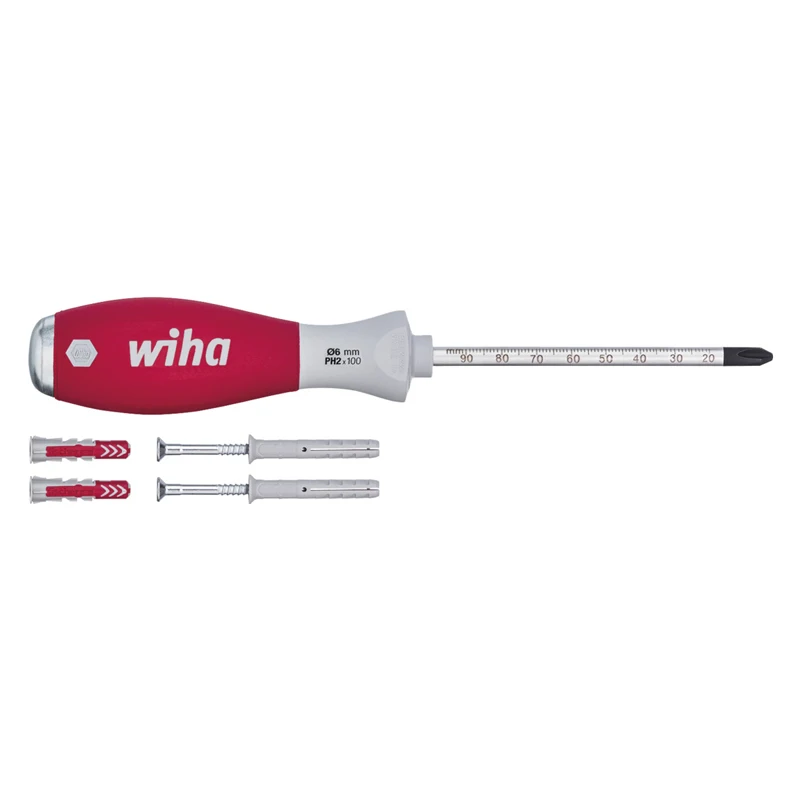 WIHA 41289 Dowel Racket Set SoftFinish Tap Screwdriver PH2 Positioning Pin  Knockout Punch down Phillips Screwdriver