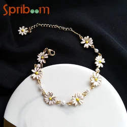 Braccialetti di perle bianche margherita per donna braccialetto di fiori dolci dichiarazione di moda gioielli a mano accessori estivi coreani regali per ragazze