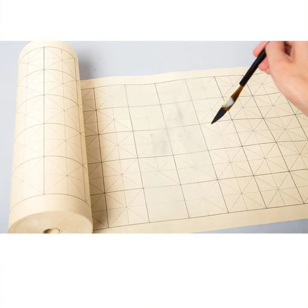 Thickened Rice Grid Calligraphy Paper Roll For Beginners Practice Brush Writing Semi Saturated Xuan Paper Art Supplies