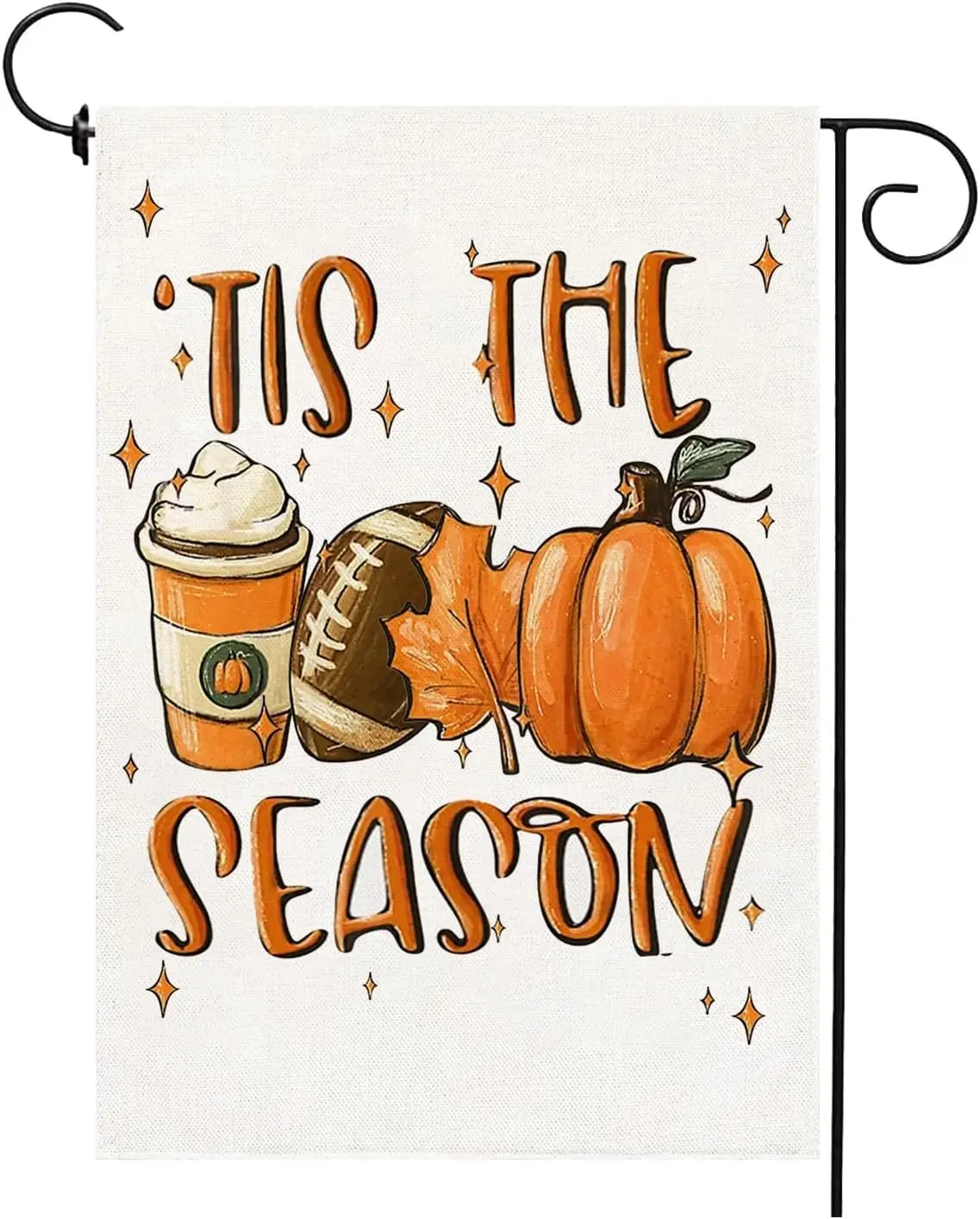 Fall Garden Flag Tis The Season 12×18 Inch Double Sided Foootball Pumpkin Burlap Flag Outside Vertical Spice Latte Holiday