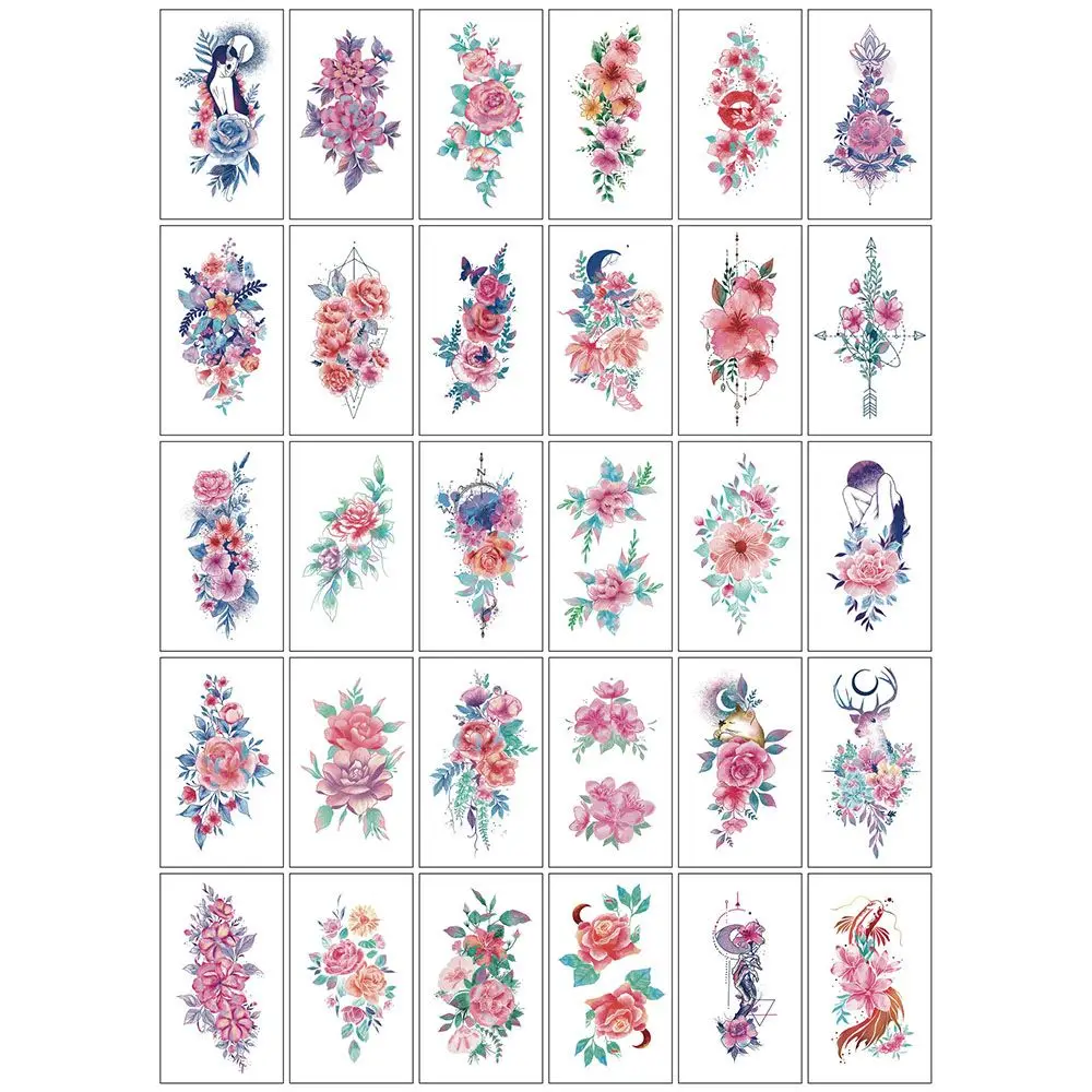 

30Pcs/set Art Herb Colored Drawing Temporary Tattoos Fake Tatto Body Stickers Tattoos Stickers