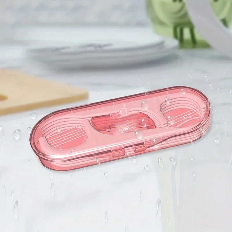 10-Pack Travel Dental Floss - Disposable Superfine Thread with Compact Cleaning Tool Interdental Brush Oral Hygiene Care Flosser