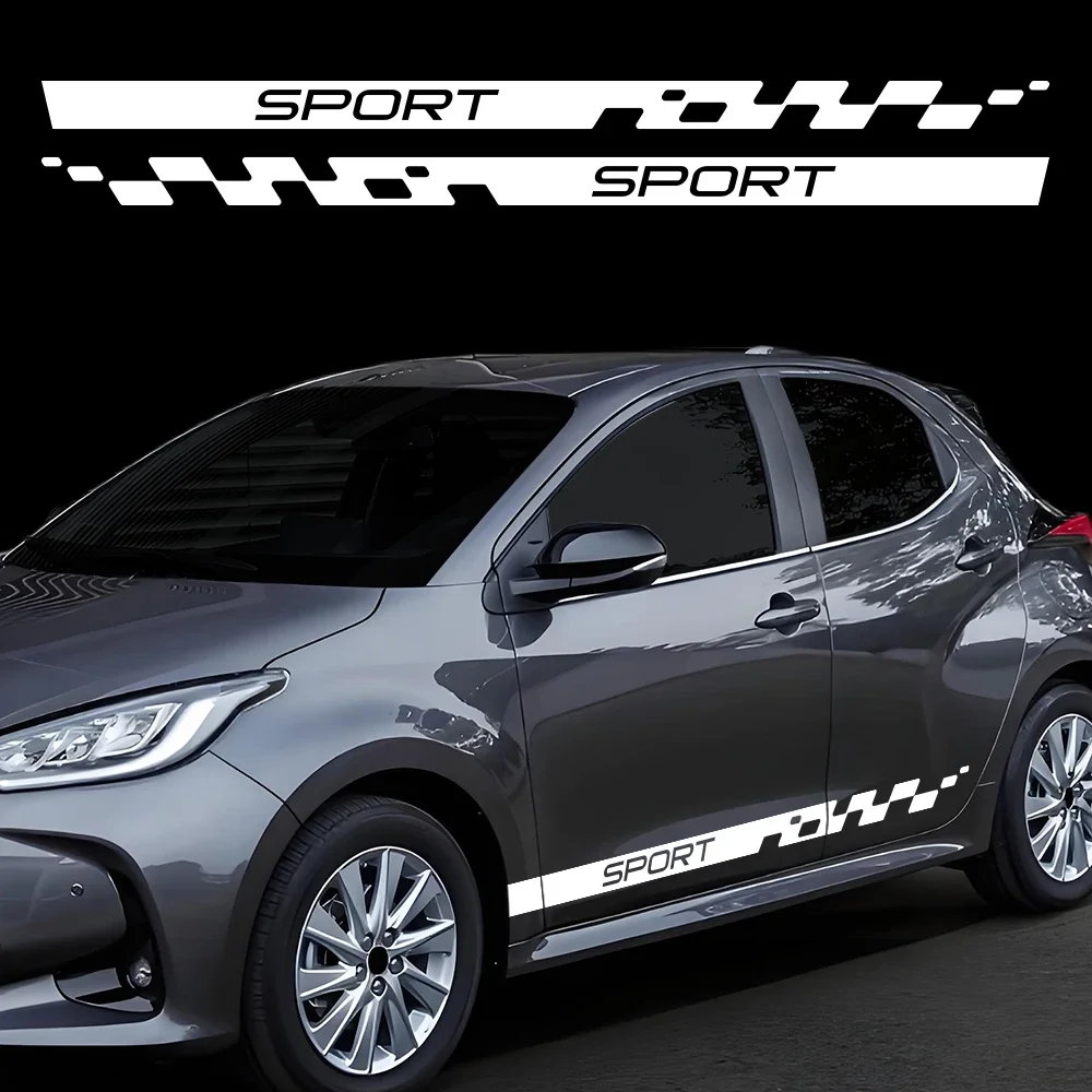 Sport Checkerboard Car Side Door Stickers Racing Line Vinyl Decals For Mazda 2 DJ Hatchback Car Body Skirt Modification Sticker
