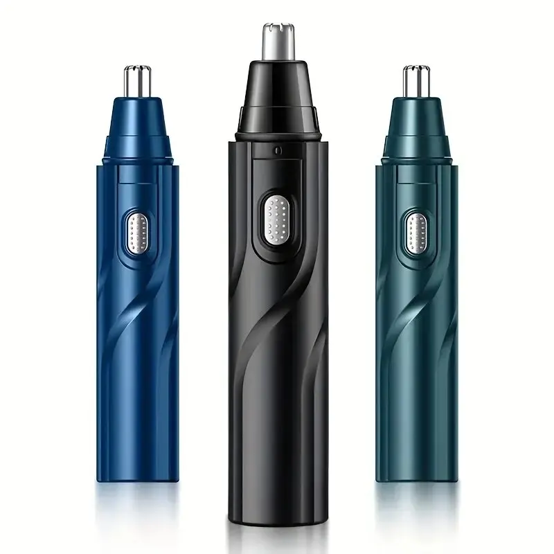 Электрический триммер для носа и ушей, синий/ черный