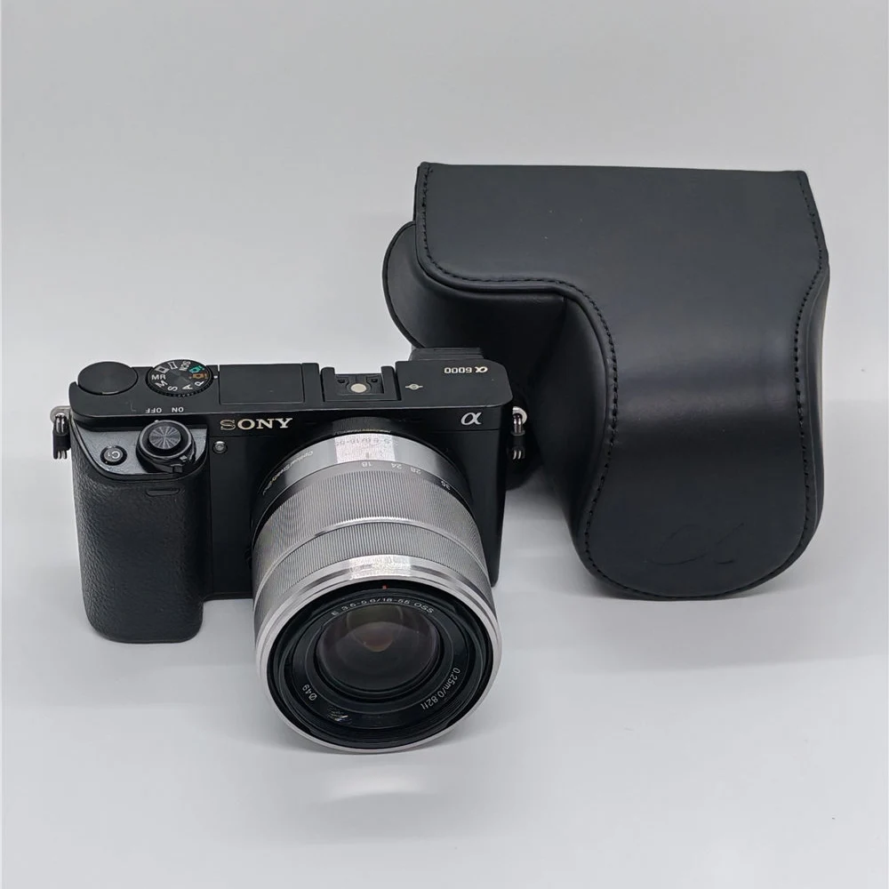 

Camera Bag PU Leather Case for Sony A6300 A6400 A6000 A6100 16-50mm Lens Full Body Cover With Strap
