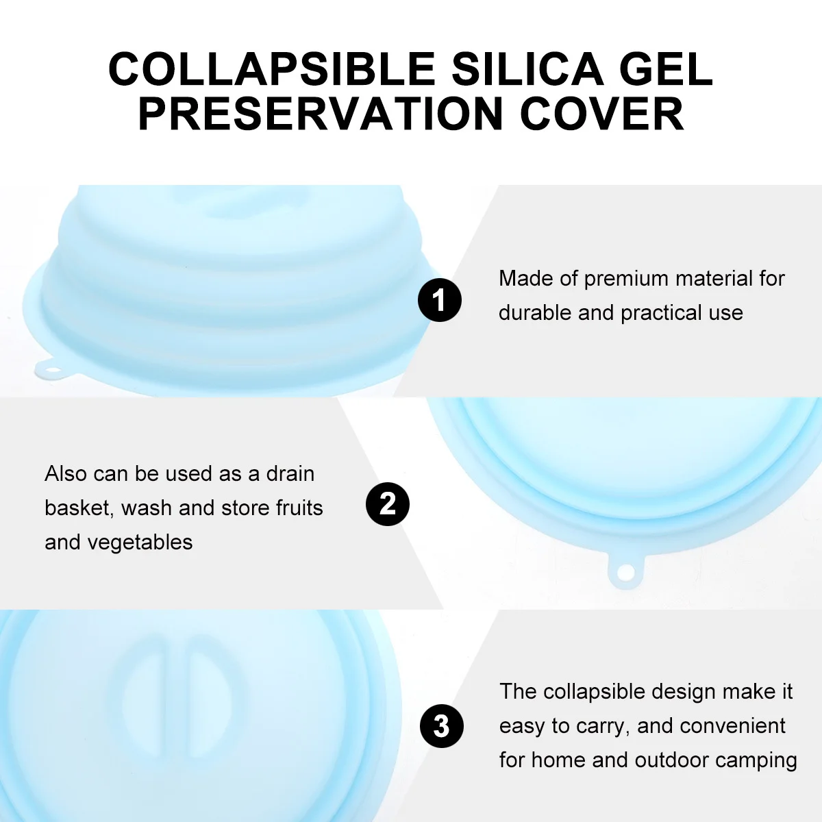 1 قطعة غطاء سيليكون طازج خفيف الوزن قابل للطي غطاء حفظ الطعام لوعاء الفواكه الخضروات تخزين التخييم الاستخدام في الهواء الطلق