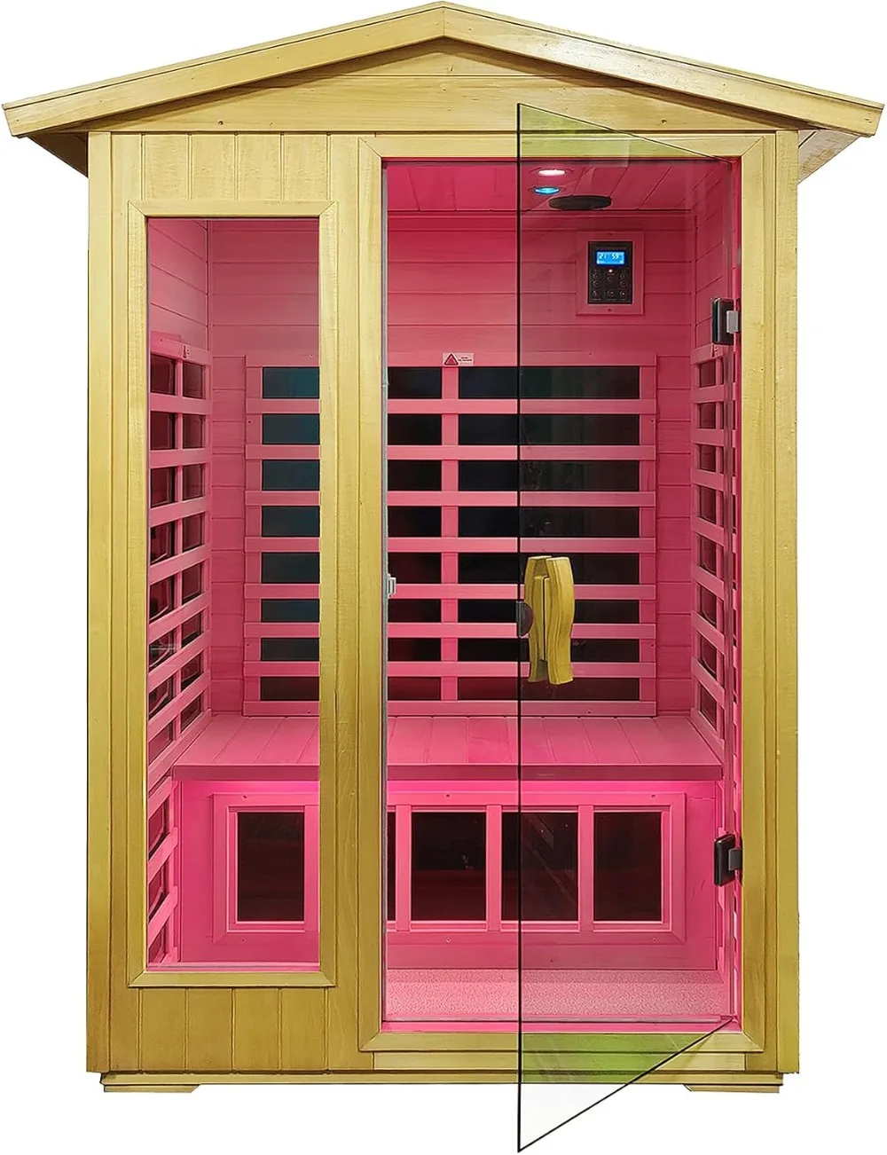 Outdoor Sauna 2 Person, Infrared Sauna for Home, Wooden Home Sauna, 6 Low EMF Heaters, 2 Chromotherapy Lights, 2 Bluetooth