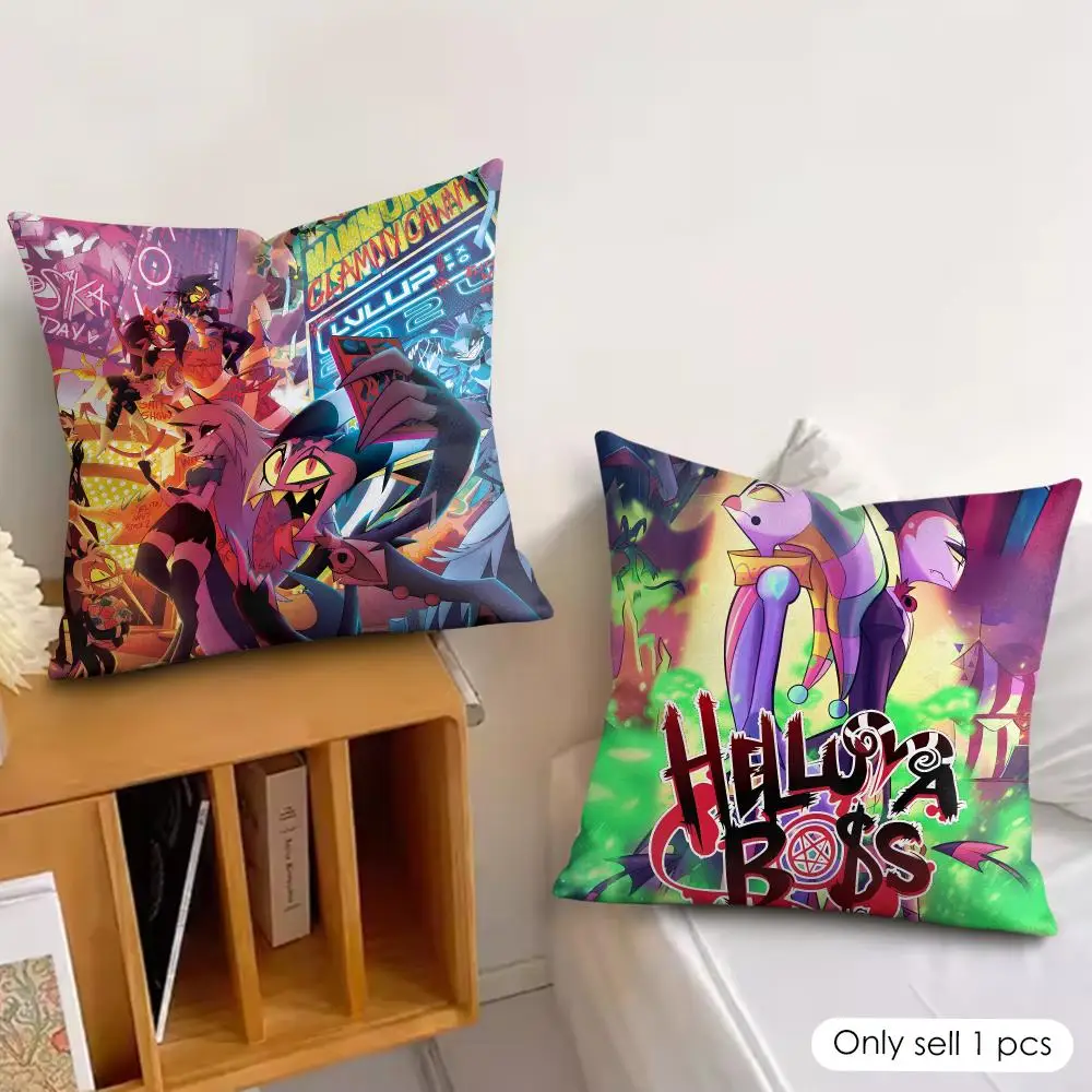 American Anime H-helluva Boss Cushion Cover Wrinkle-Resistant Short Plush Pillow Case Breathable Machine-Washable