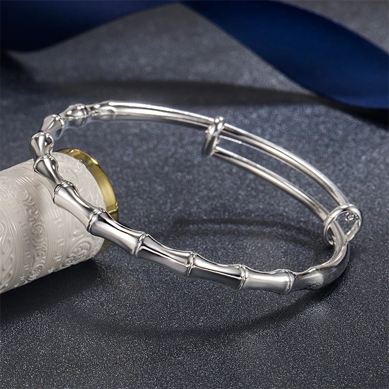 

Fashion 925 Sterling Silver Adjustable Bracelet Slub Couple Bracelet Charm Girl Party Jewelry Christmas Gift