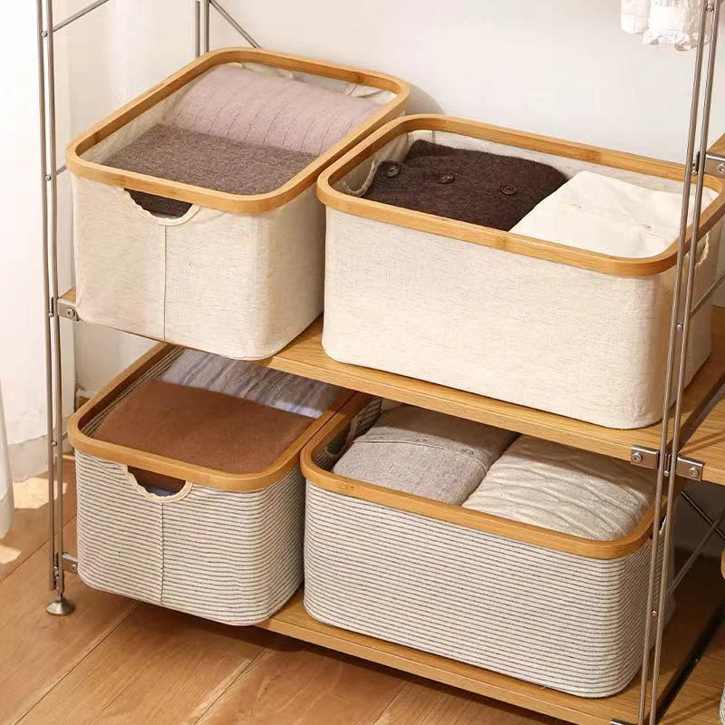 

Storage Organizer Cotton Linen Fabric Foldable Dirty Clothes Basket Clothes Hanger Clothes Sorting Portable Storage Bamboo