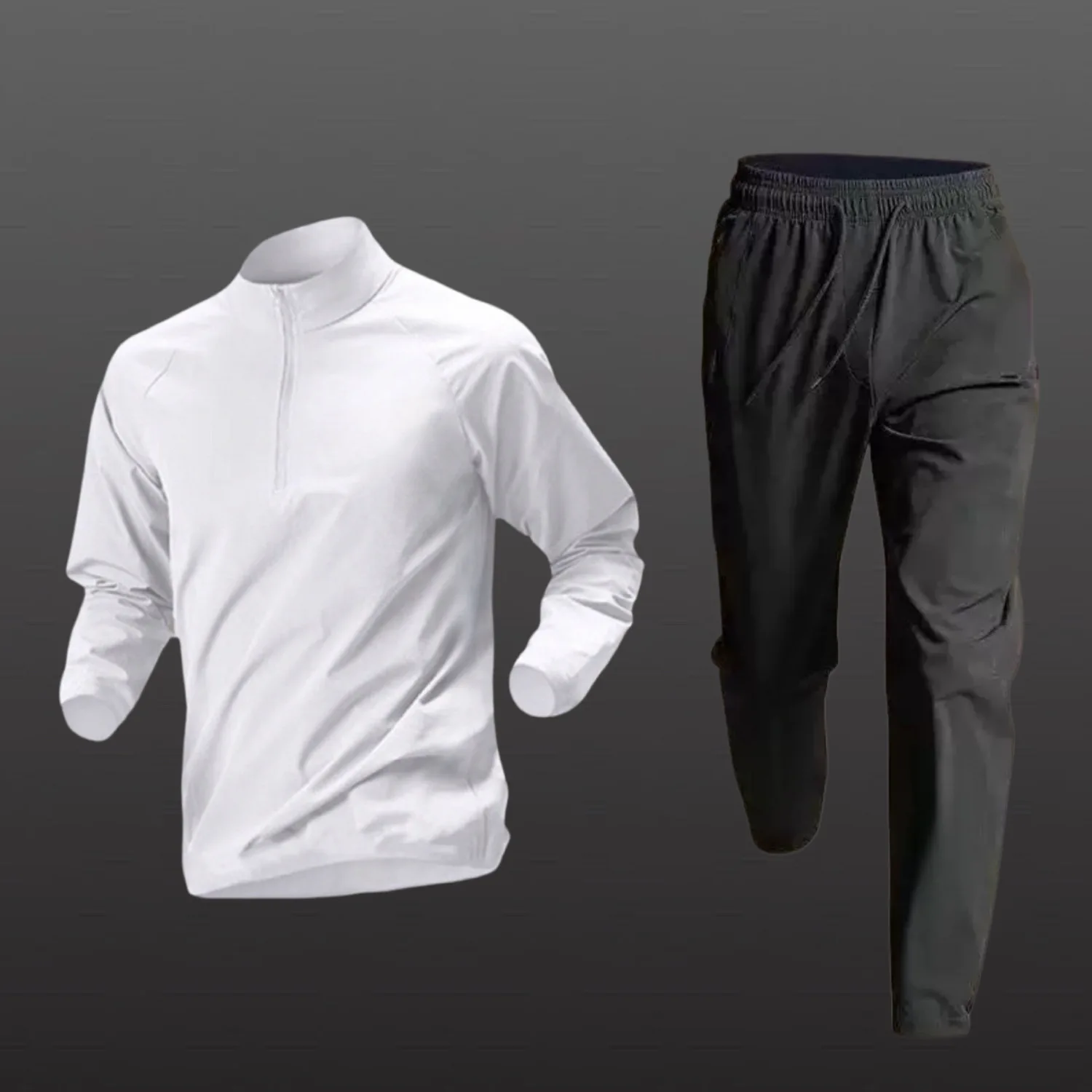2025 الخريف الرجال سريعة الجافة نصف سستة ملابس رياضية 2 قطعة أجهزة لياقة خارجية تشغيل مجموعات السراويل الرياضية تجريب الملابس الرياضية