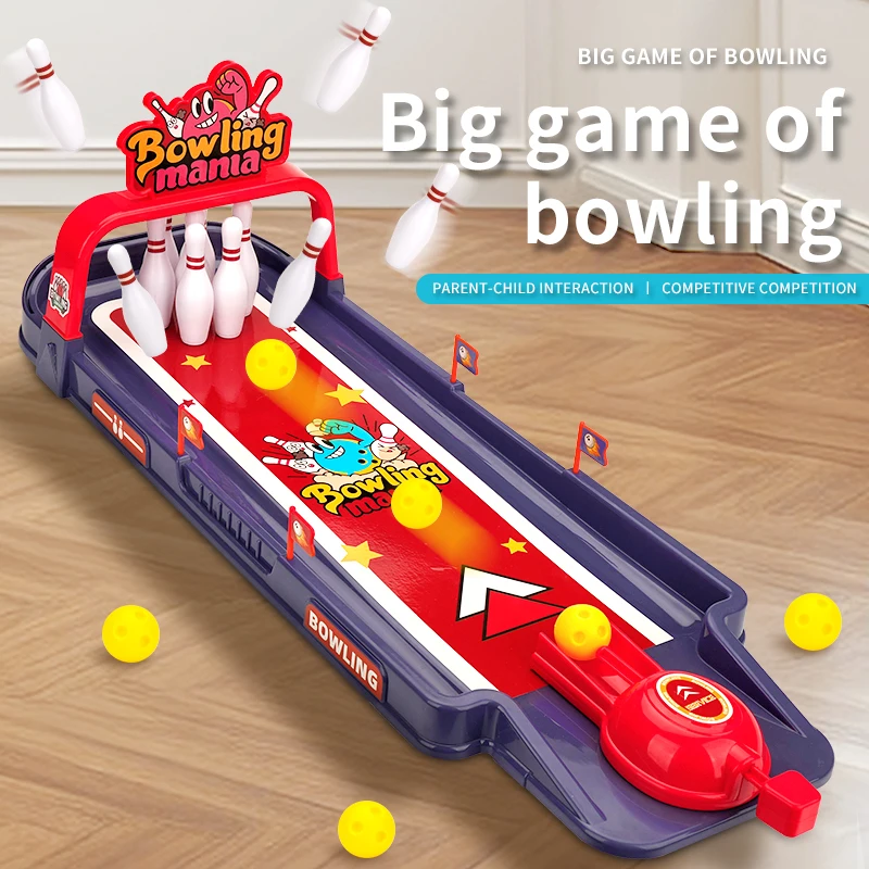 

Children's Bowling Set Indoor Ball Sport Double Battle Ejection Table Game Educational Toy Parent-Child Interactive Toy Kid Gift