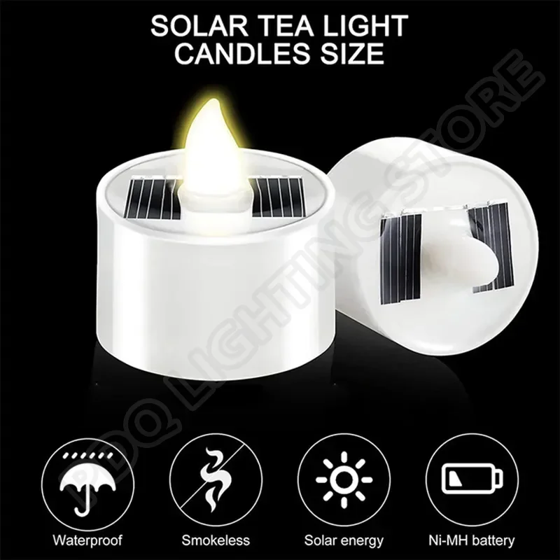 10pcs Solar Tea Light candele a Led senza fiamma per esterni impermeabili luci solari da tè candele ricaricabili per la decorazione domestica del giardino delle feste