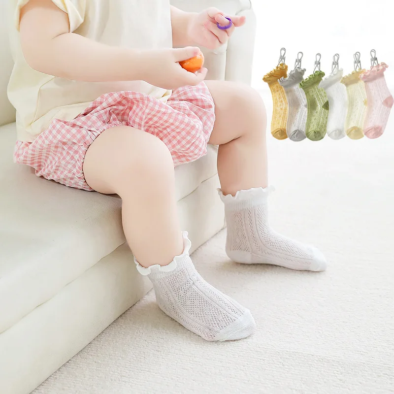 

Newborn baby socks new lace solid short ultra-thin girls baby socks summer thin mesh breathable cotton children's socks