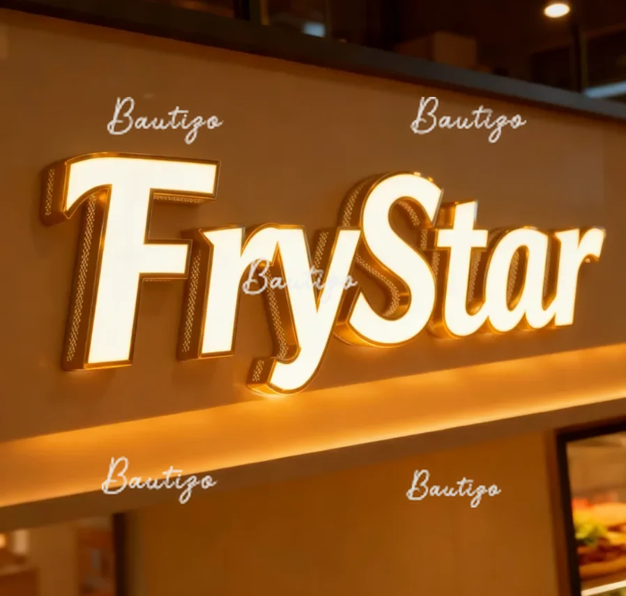 Huruf Dekoratif Logo untuk Bisnis Poster LED Iklan Neon Sign Kustom Tanda Akrilik Label Bisnis Lampu Logam Bercahaya