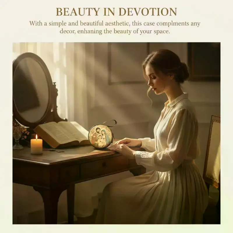 

Iron Artwork Rosary Bag Zippered Religious Holder Compact Organizer for Prayer Beads Storage at Church Home