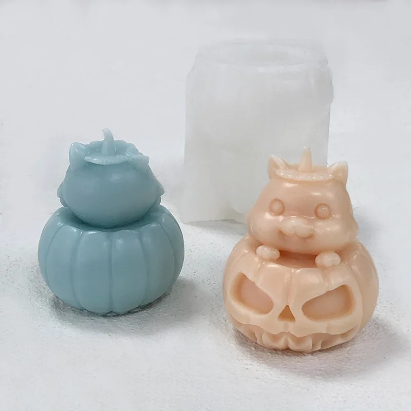 Pumpkin Cat Halloween Gift Candle Silicone Mold DIY Cute Cat Evil Pumpkin Mold-making Gypsum Candle Resin Mould Halloween Decor