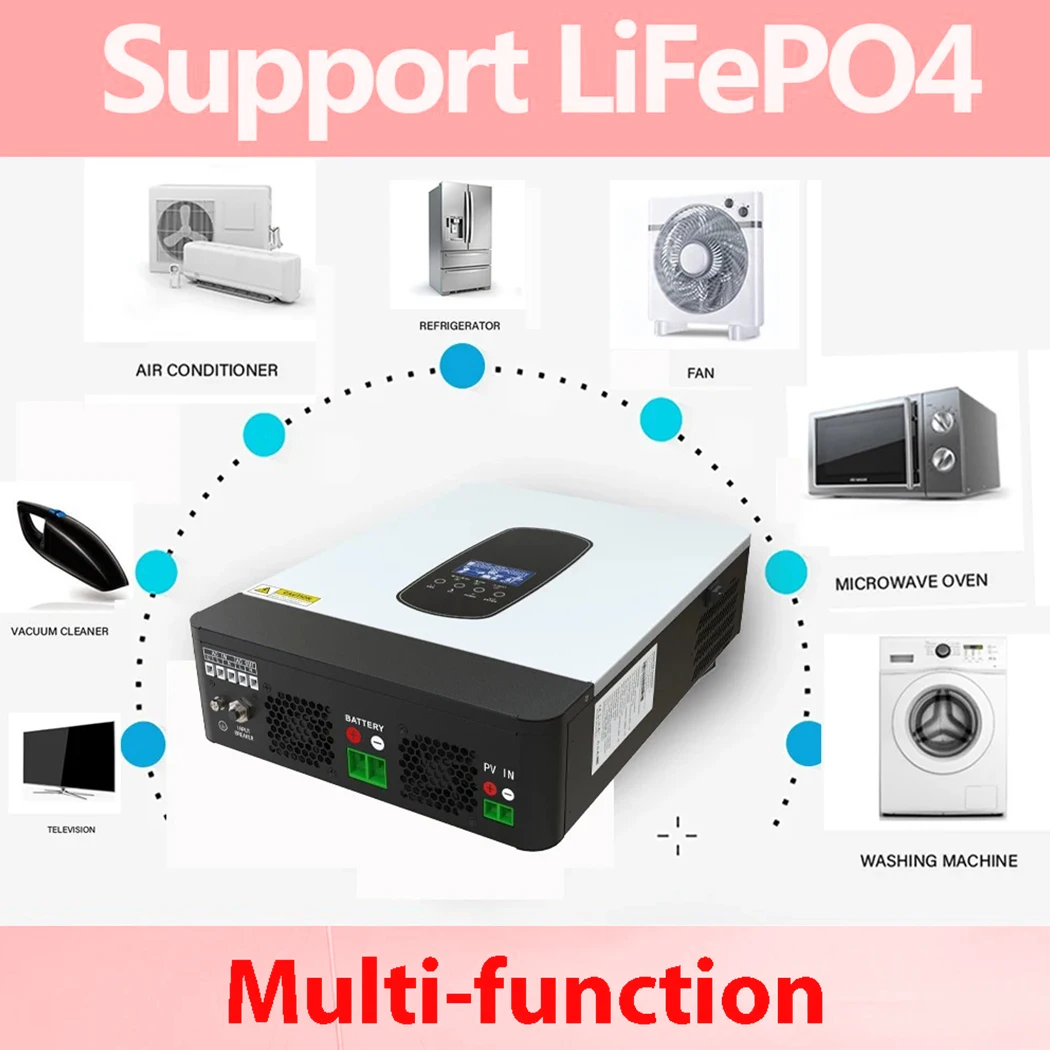 ECGSOLAX 3KW Solar Hybrid Inverter 24V 230V With 80A MPPT Charging Controller Pure Sine Wave Hybrid Solar Inveter Max PV 450VDC