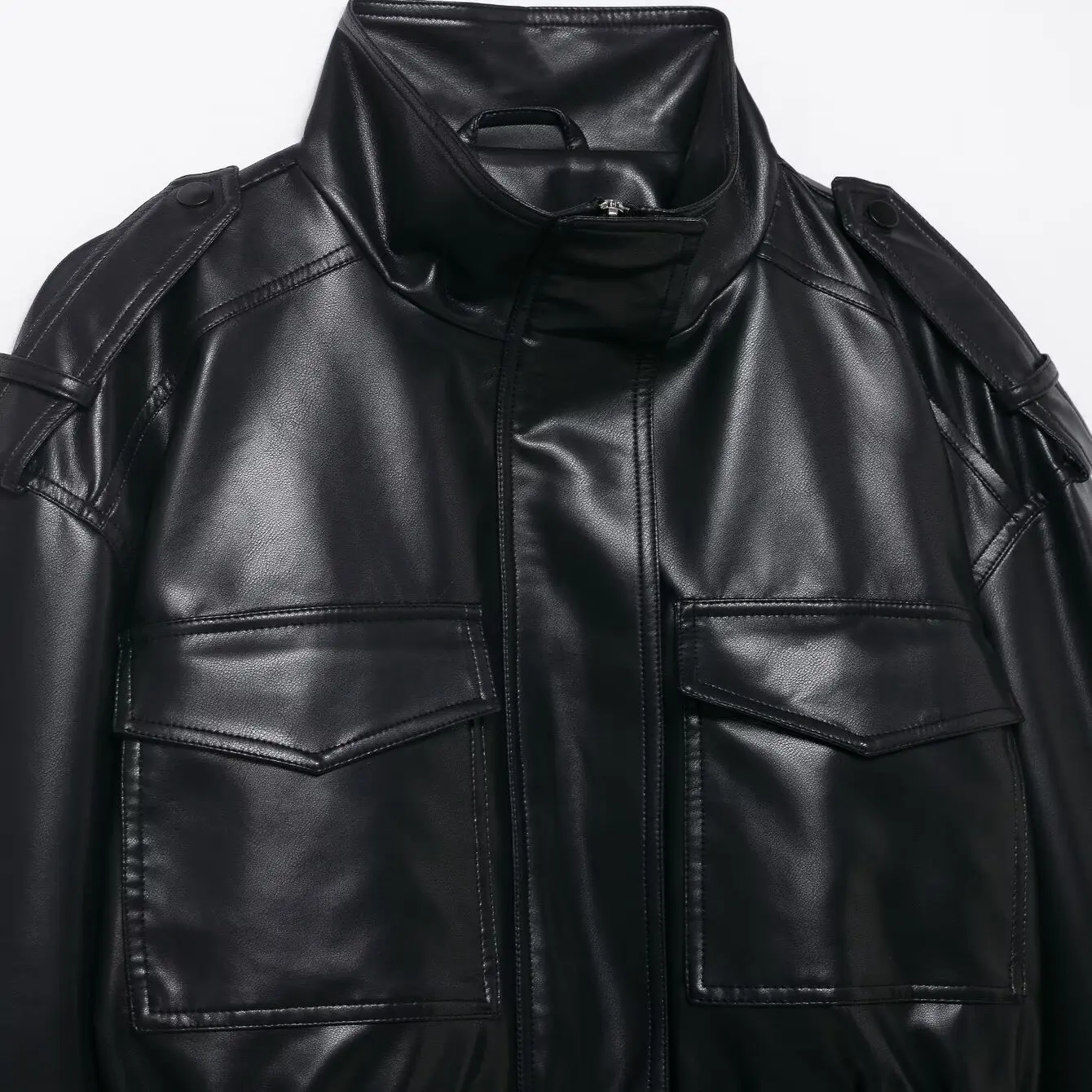 เสื้อแจ็คเก็ตคอปกหนัง PU พร้อมเข็มขัดสำหรับผู้หญิง เสื้อคลุมอเนกประสงค์สำหรับฤดูใบไม้ร่วง สินค้ามาใหม่ JNLEAOG